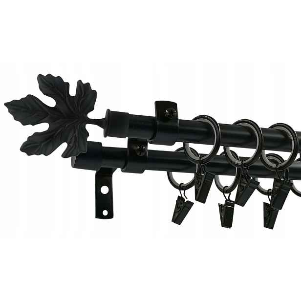 Garnýž Loft dvojitý 16+16 mm Černý 300 cm Javor