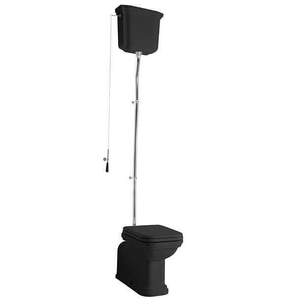 Kerasan WALDORF WC mísa s nádržkou, spodní/zadní odpad, černá-chrom