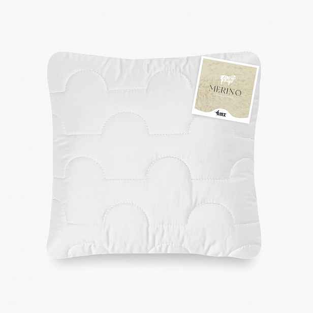 Polštář vlněný 40x40 bílý prošívaný bez zipu 300 g Merino