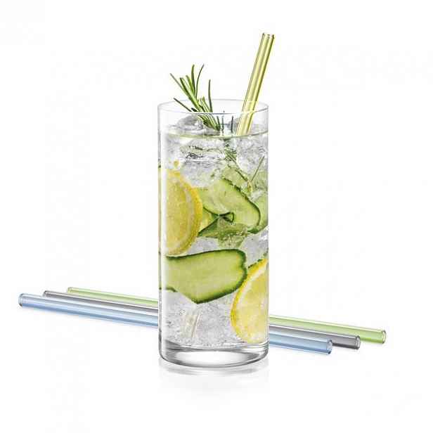 Skleněné slámky myDRINK, 4 ks, s čisticím kartáčkem