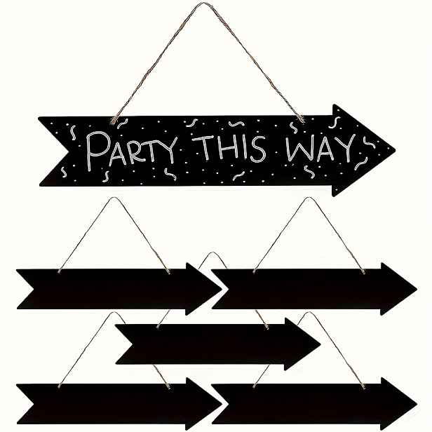 TEMU 5ks Dřevěné Závěsné Tabule s Křídou, Šipky s Výstražnou Šipkou na Párty, Tabule se Šipkami s Křídou, Dřevěné Směrové Tabule pro Domov, Pokoj,