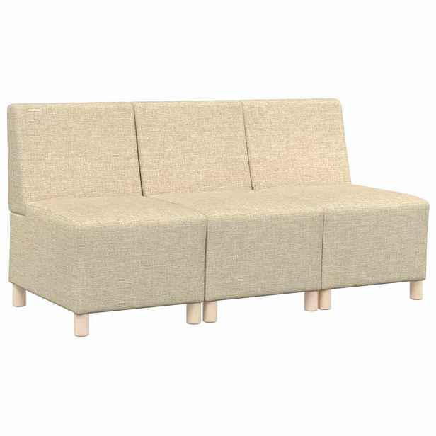 vidaXL Modulová sedačka bez opěradel 3 ks Krémová textil