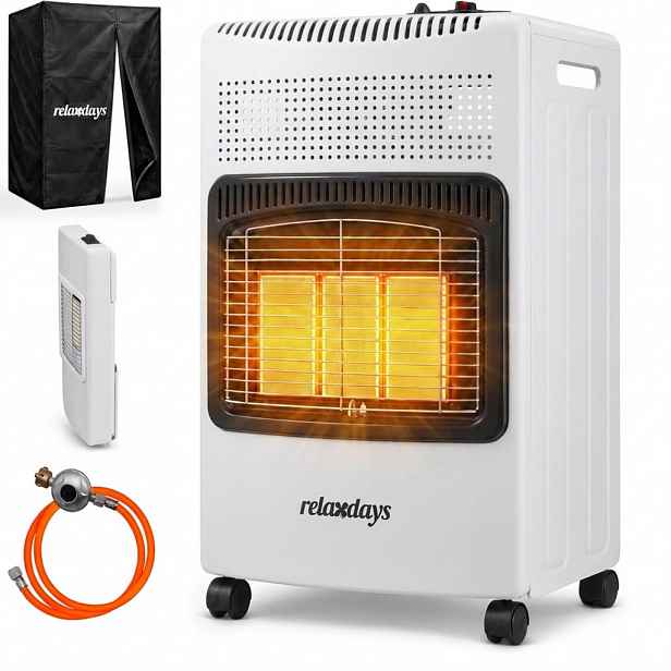 Relaxdays PLYNOTOPIDLO Bílé 3 stupně piezo zapalování