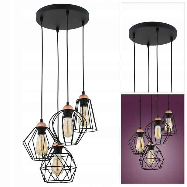 Závěsná černá loftová forma v obývacím pokoji Tk Lighting