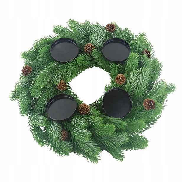 Adventní svícen vyrobený z plastových větviček s borovicovými jehlami P237