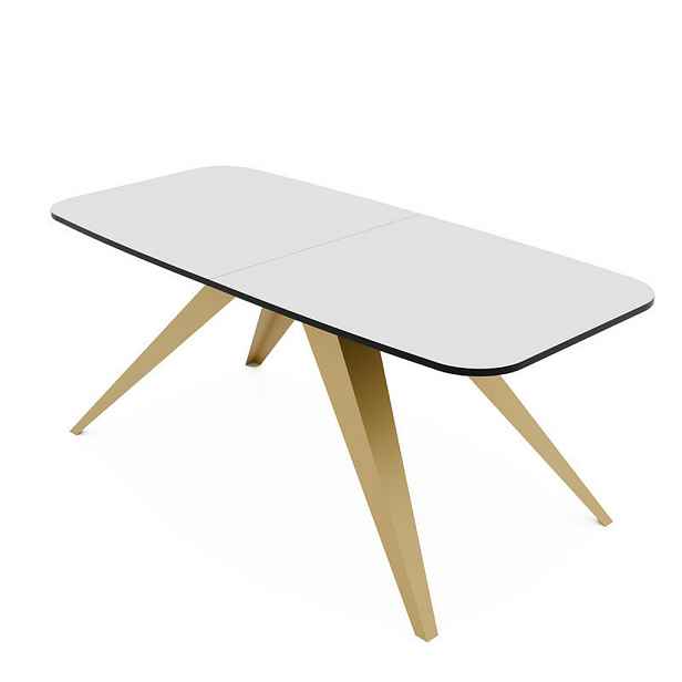 Idohome JÍDELNÍ STŮL FENTO rozkládací 160/80/76 cm, zlatý / bílý