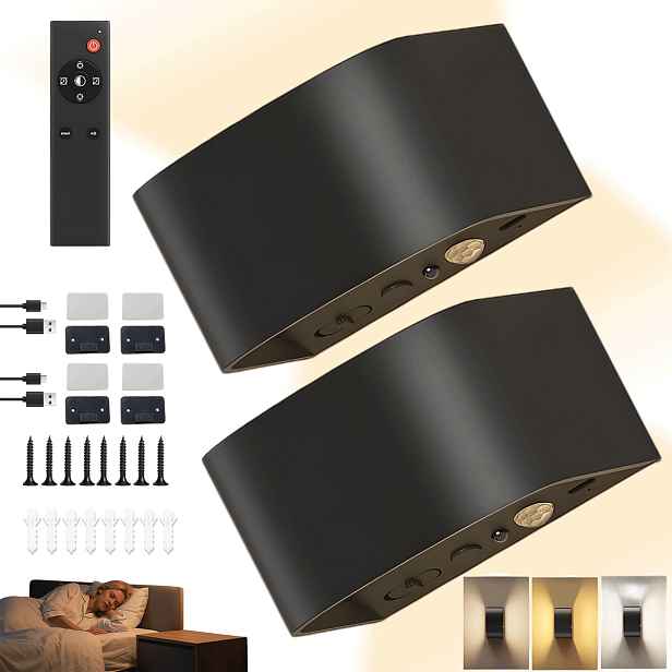 Led nástěnné svítidlo s pohybovým senzorem a dálkovým ovládáním 4000 mAh, 3 teploty, černé