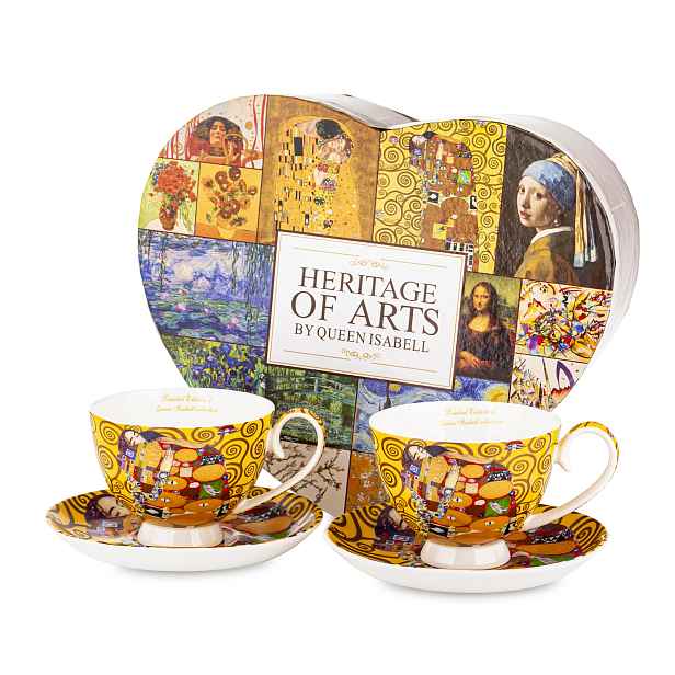 Sada 2 šálků s podšálky Heritage of Arts 250 ml porcelánové šálky 2+2