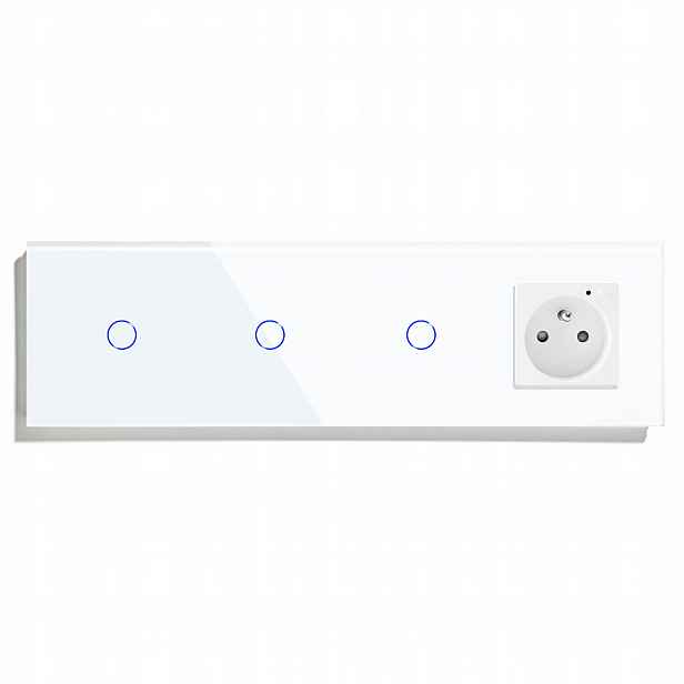 Inteligentní Dotykový Spínač 1+1+1 Zásuvka Skleněný Vypínač Wifi Tuya