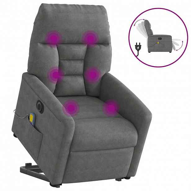 vidaXL Elektrické zvedací masážní polohovací křeslo tmavě šedé