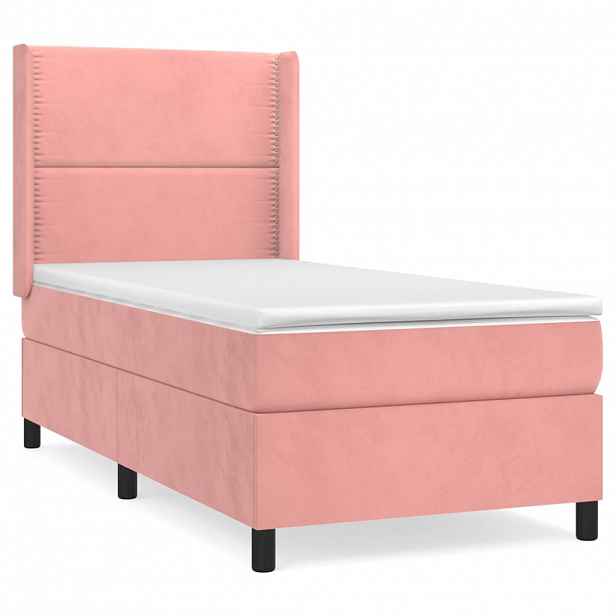 vidaXL Box spring postel s matrací růžová 90x190 cm samet