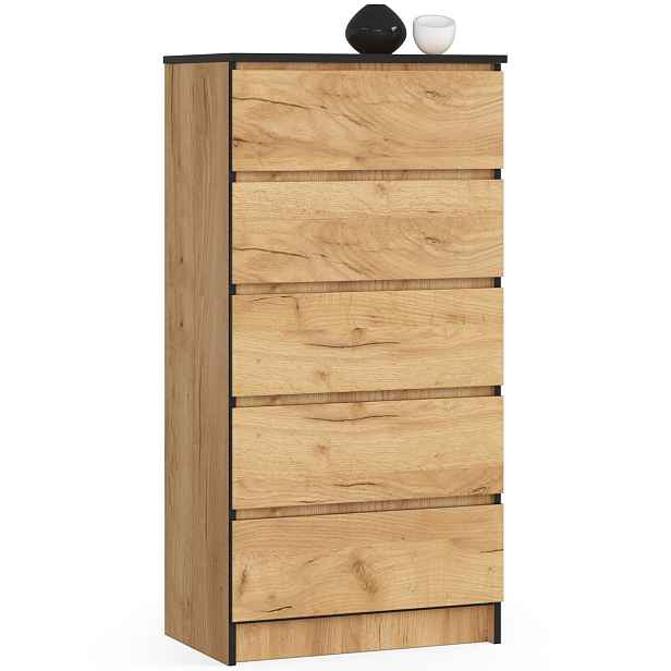 Ak furniture Komoda K60 cm s 5 zásuvkami dub craft