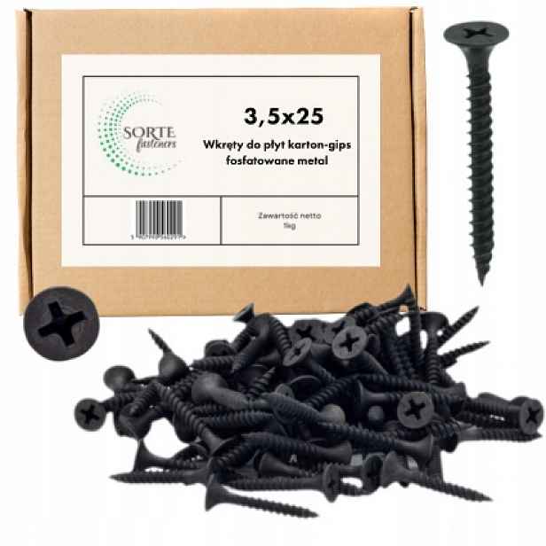 Fosfátovaný šroub karton-sádra kovový kužel 3,5x25 10 kg 7400 Sorte Fasteners
