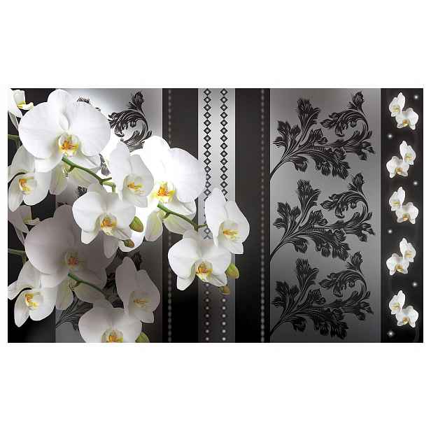 Fototapeta Bílé orchideje geometrie elegance do obývacího pokoje 208x146 lepidlo