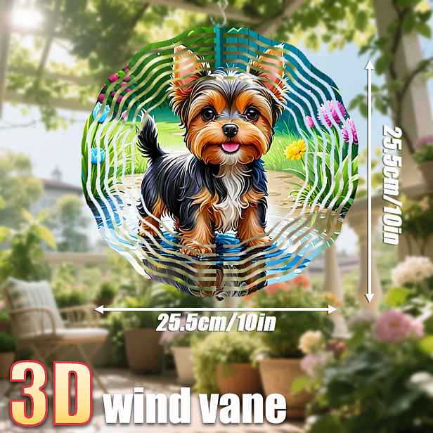 TEMU 3D 1 ks „Štěně si hraje.“ 25,5 cm/10 palců × 25,5 cm/10 palců s otočným háčkem, 360° DIY kreativní větrný spinner – Baterie nejsou potřeba, DIY