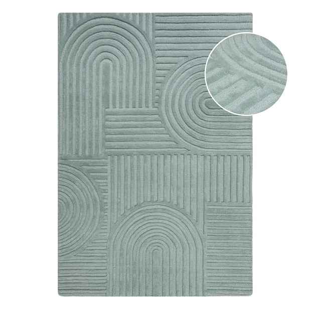 Tyrkysový ručně tkaný vlněný koberec 200x290 cm Zen Garden – Flair Rugs