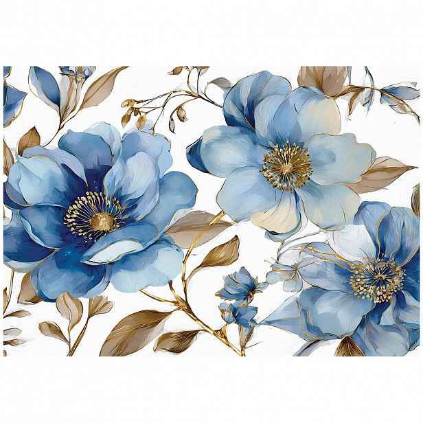 Wallarena FOTOTAPETA květiny listy modrá 300x210 cm