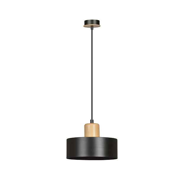 Emibig Závěsná Lampa Torin černá 1xE27 15W kov/dřevo regulace