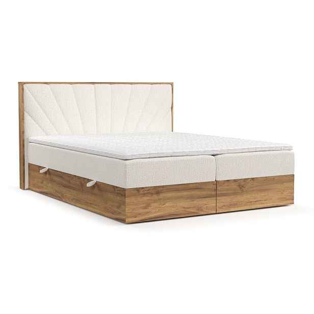 Boxspring postel s úložným prostorem v krémovo-přírodní barvě 160x200 cm Asahi – Maison de Rêve