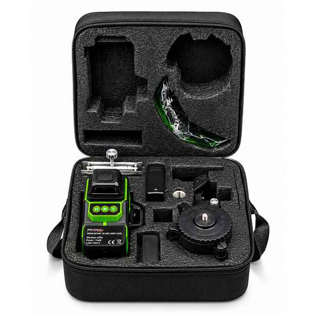 Křížový laserový nivelátor 4D 360° zelený IP54 FX01560