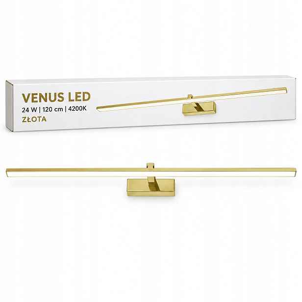 Venus 24W 120 cm zlatá Led nástěnná lampa nad pohovku do obývacího pokoje 4200K IP44