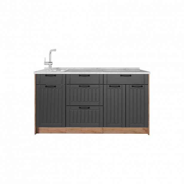 Vicco KUCHYŇSKÝ BLOK Fame-Line, Tmavě šedá, 150 cm, PD Mramor