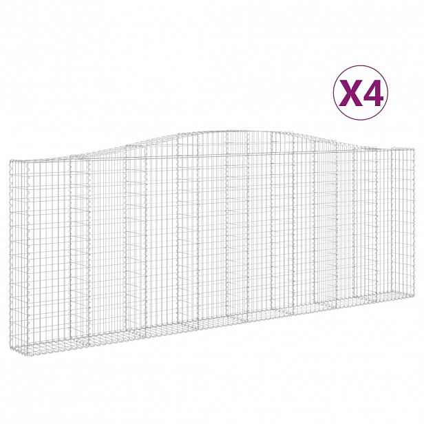 vidaXL Klenuté gabionové koše 4 ks 400x30x140/160cm pozinkované železo