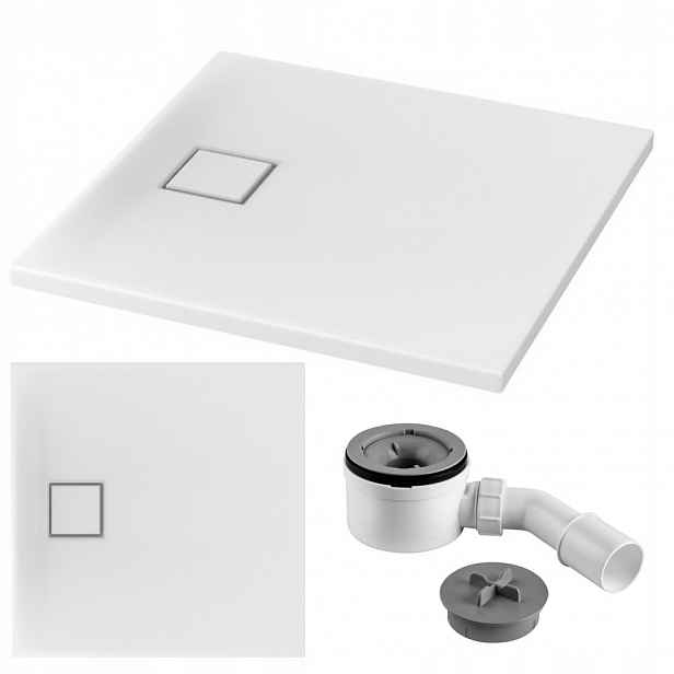 Čtvercová podlahová vanička Tako Slim 80x80x4 Cersanit, sifon