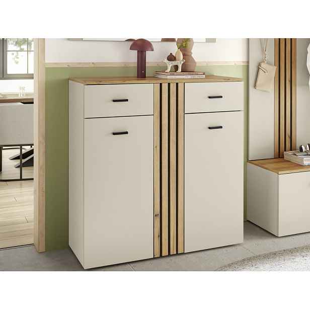 Skříňka s policemi/botník Lima, béžová kašmír/dub evoke