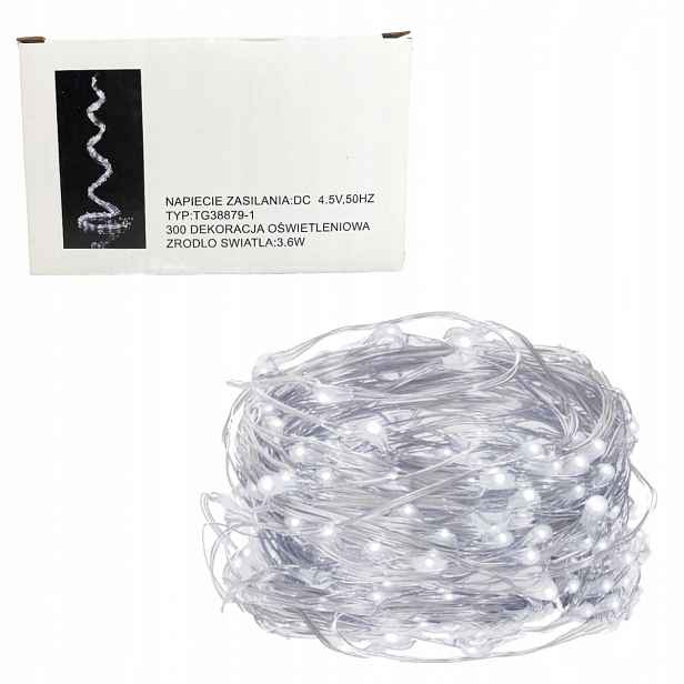 Vánoční Osvětlení Na Stromeček Drátek 300LED Studené Bílé Andělské Vlasy Fairy Lights