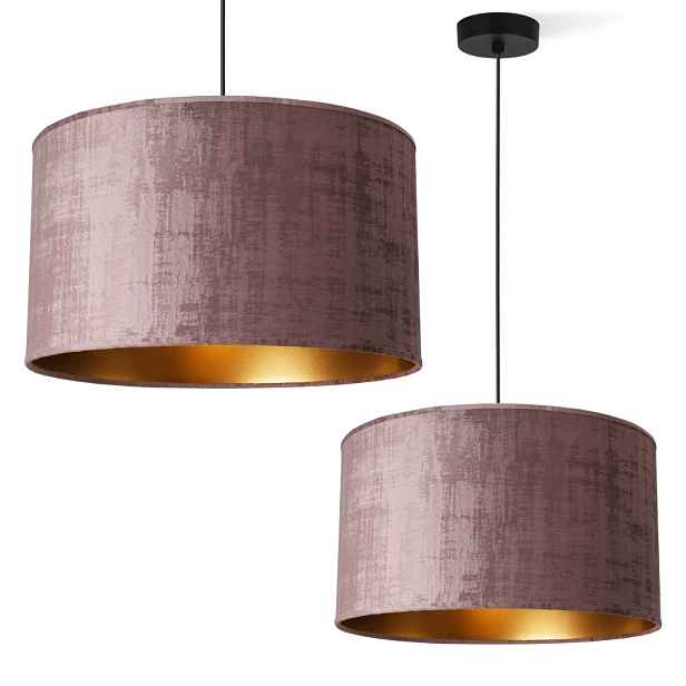 Závěsná Stropní Lustrová Lampa S Velurovým Stínidlem, Růžově Zlatá, Do Obývacího Pokoje