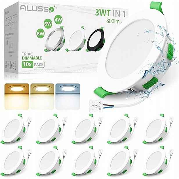 Led reflektor pro vestavbu 5W IP44 stmívatelný 3CCT Stropní svítidlo 10 Ks