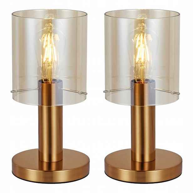 Sada 2 elegantních stolních lamp Sardo Hnědá Jantarová Italux