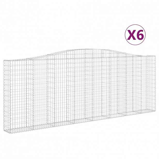 vidaXL Klenuté gabionové koše 6 ks 400x30x140/160cm pozinkované železo