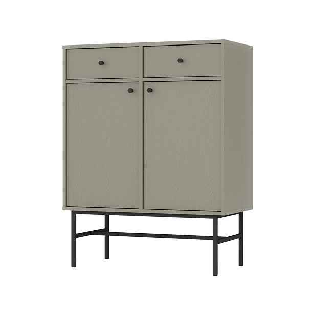 MASSENO KOMODA TORINO, 84/108/41 cm s 2 zásuvkami a 2 dvířky, světle zelená