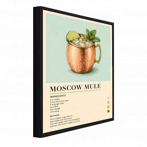 Obraz V Černém Rámu Na Plátně Plakát Drink Moscow Mule Do Kuchyně 120x80