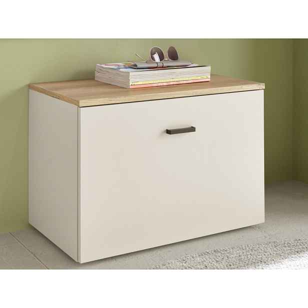 Předsíňová lavice s úložným prostorem Lima, béžová kašmír/dub evoke