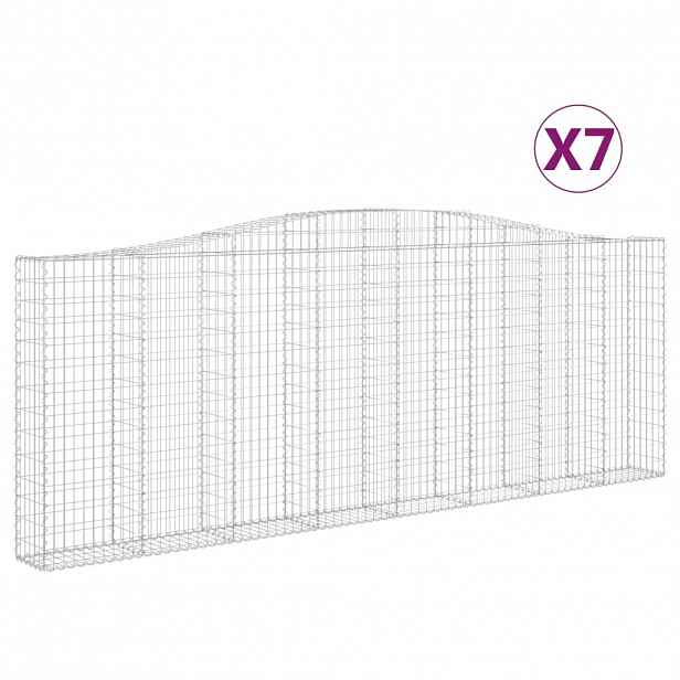vidaXL Klenuté gabionové koše 7 ks 400x30x140/160cm pozinkované železo