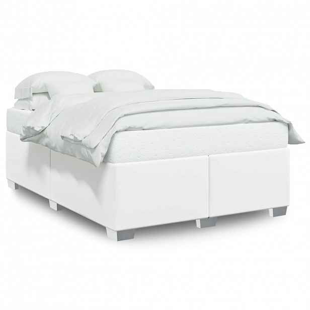 vidaXL Rám postele bílá 140 x 190 cm umělá kůže