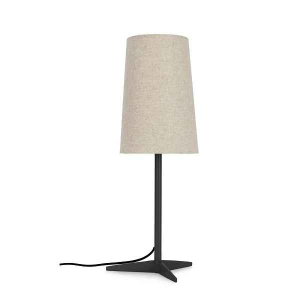 Černá/béžová kovová stolní lampa s textilním stínidlem (výška 60 cm) Assam – Bizzotto