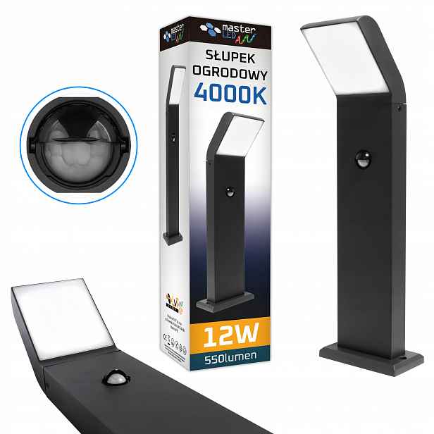 Led Lampa Zahradní 12W 50cm s Pohybovým Senzorem venkovní sloupek stojací