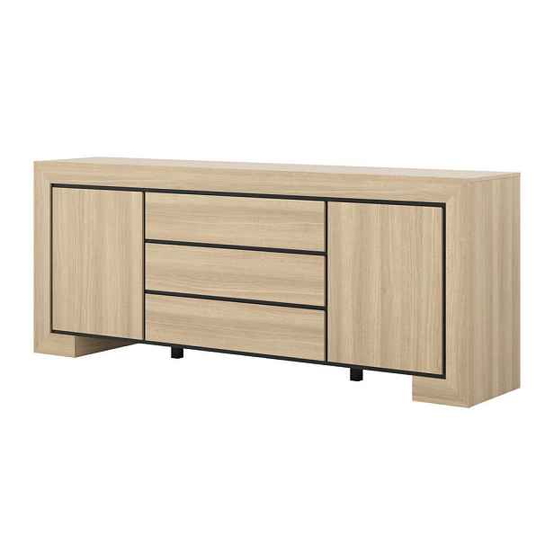 MASSENO KOMODA LUNO, 225x48x90 cm se 3 zásuvkami a 2 dvířky, dekor dub