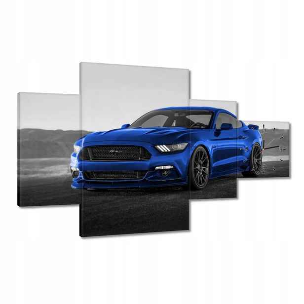 Nástěnné hodiny 130x80 Modré Ford Mustang