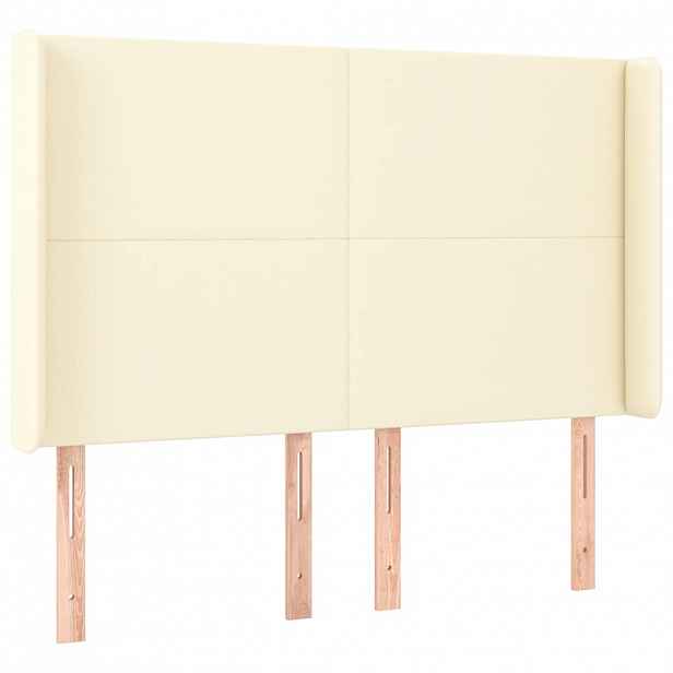 vidaXL Čelo postele typu ušák krémové 147x16x118/128 cm umělá kůže