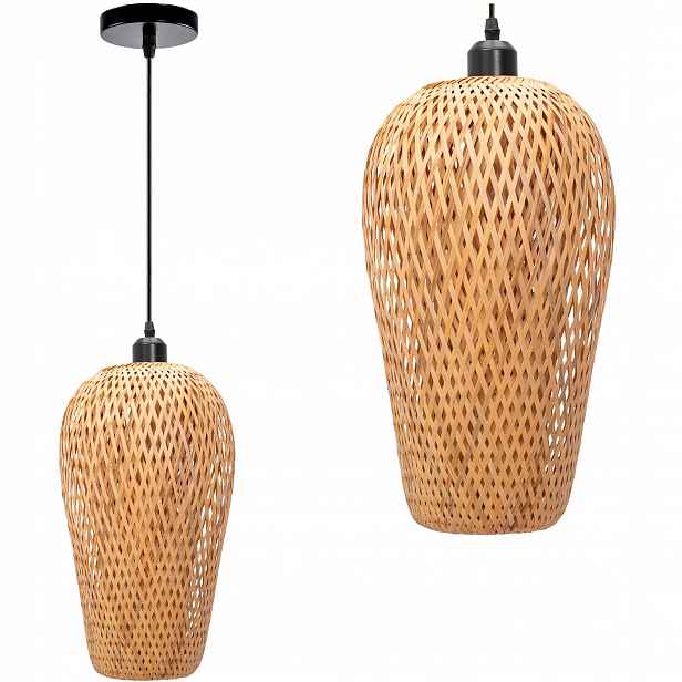 Závěsná Stropní Lampa Natural E27 Boho Bambusová Toolight