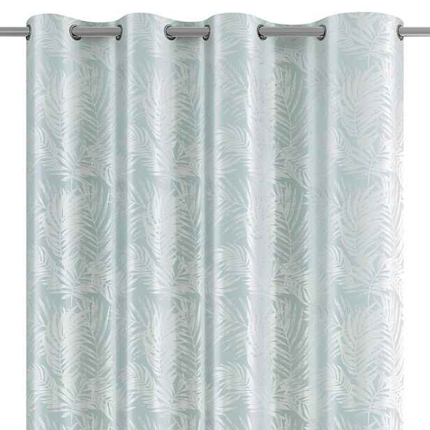Restilo Závěs AmeliaHome Velvet Silver Leaves s průchodkami 140x245 cm mátový, velikost 140x245