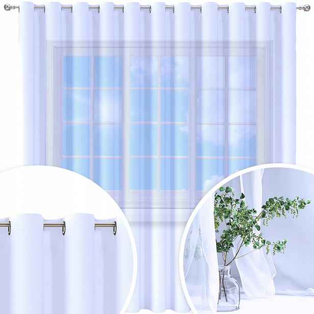 Hotová Záclona Voál Bílá 400X260 CM Závěs Oka Záclony Na Očkách