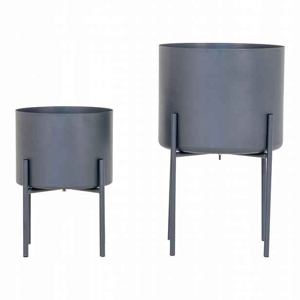 House Nordic Pavia květináče kovové šedé 2 ks Ø19+Ø25 cm nožky