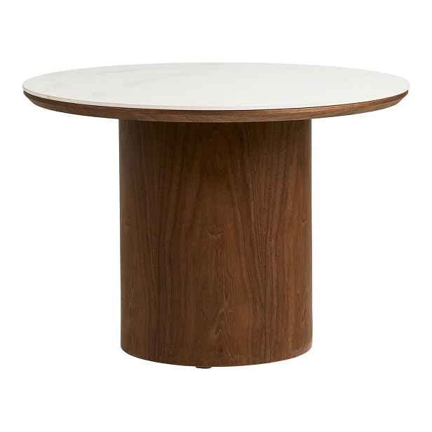 Kulatý konferenční stolek s keramickou deskou v tmavě přírodní barvě ø 60 cm Noli – House Nordic