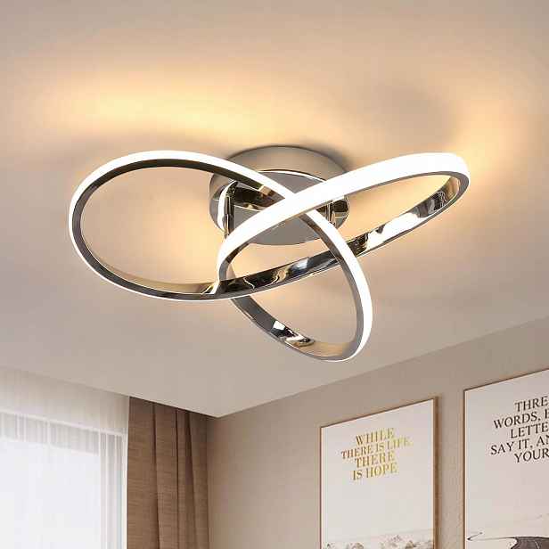 Led Stropní Svítidlo 40cm 38W 3000K Chrom Lustr do Obýváku a Kuchyně